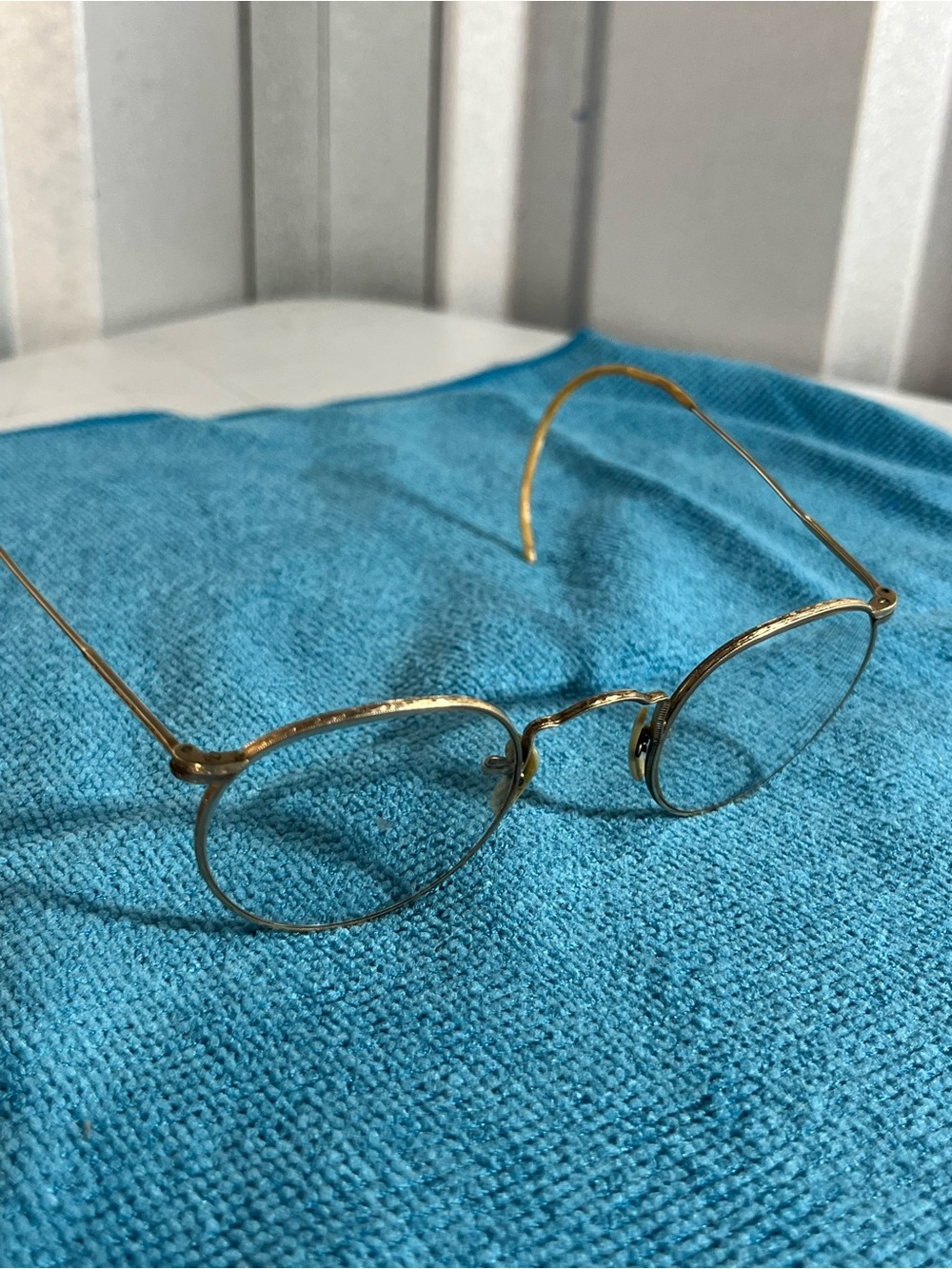 Vintage Round Wire Eyeglass Frames Gold Tone Cable Temple Unisex